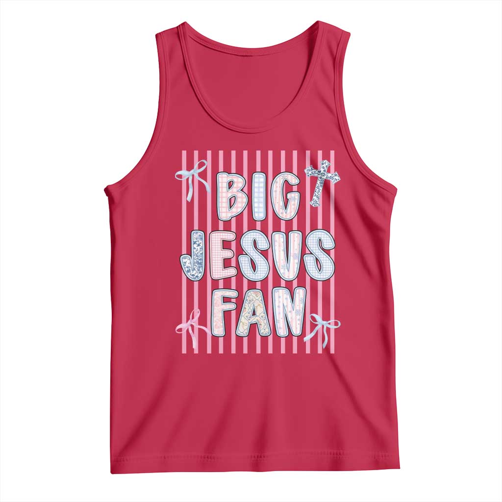Big Jesus Fan Tank Top Striped Preppy Christian Believer Faith God Religious Gifts