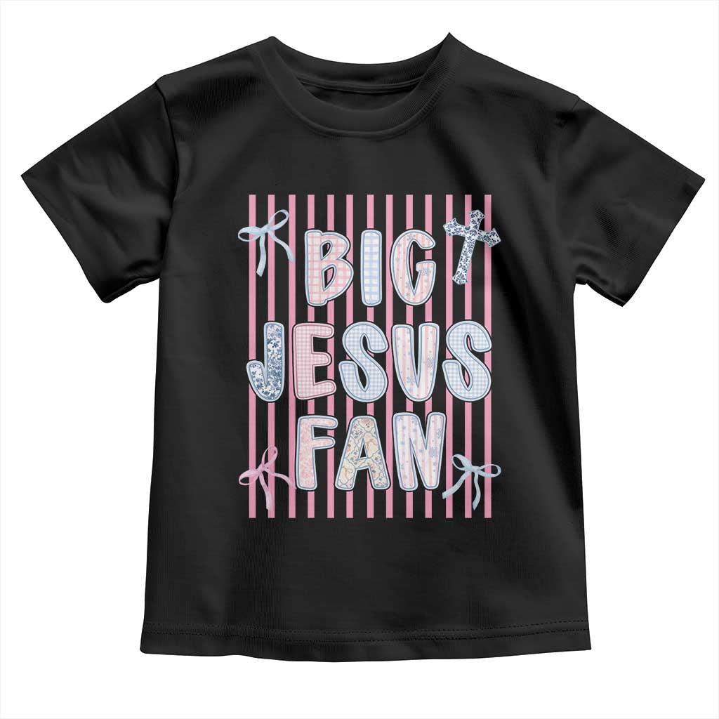 Big Jesus Fan Toddler T Shirt Striped Preppy Christian Believer Faith God Religious Gifts