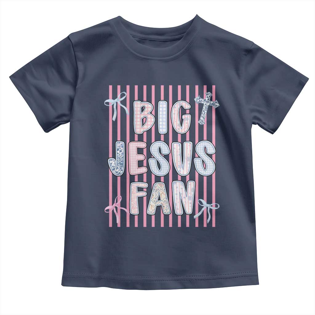 Big Jesus Fan Toddler T Shirt Striped Preppy Christian Believer Faith God Religious Gifts