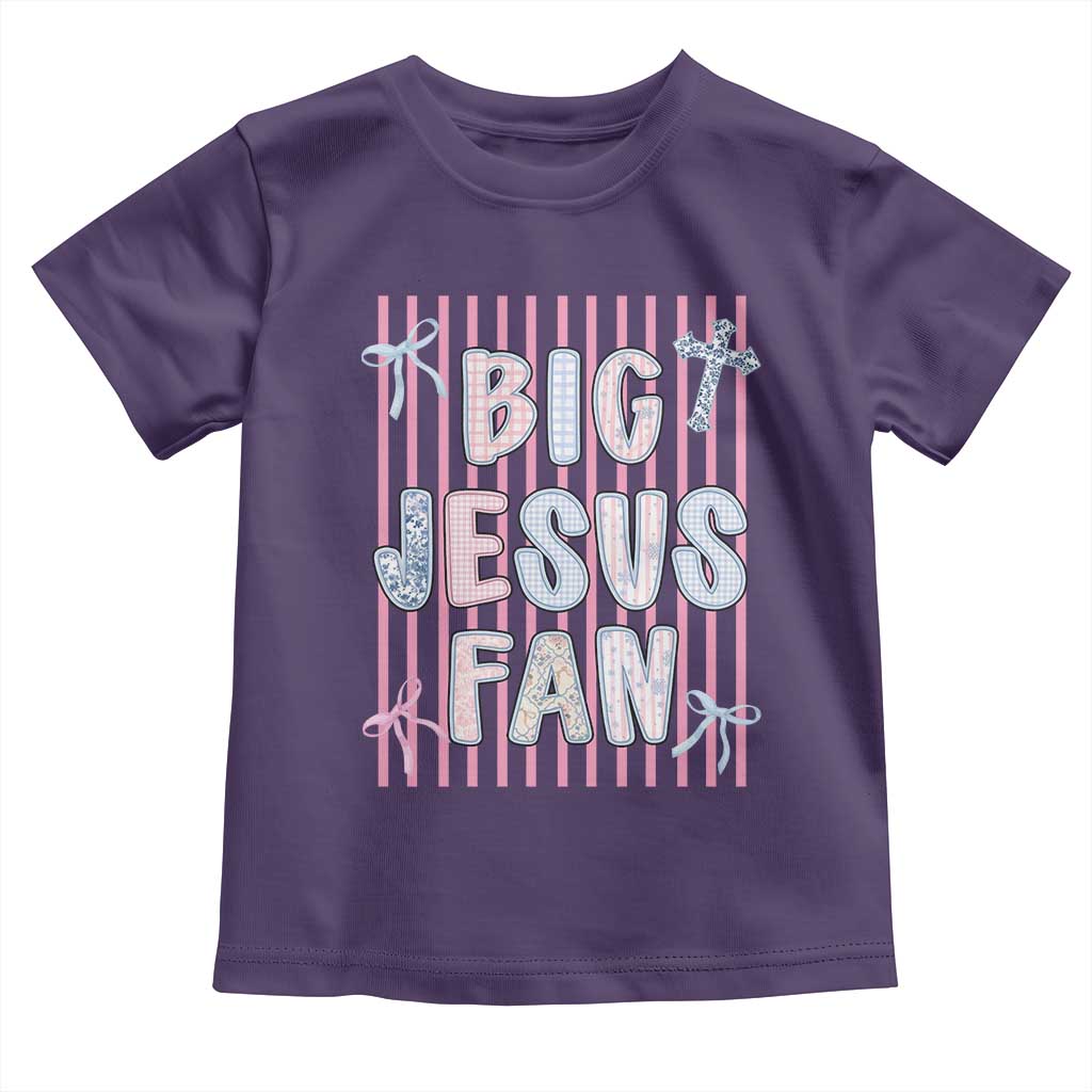 Big Jesus Fan Toddler T Shirt Striped Preppy Christian Believer Faith God Religious Gifts