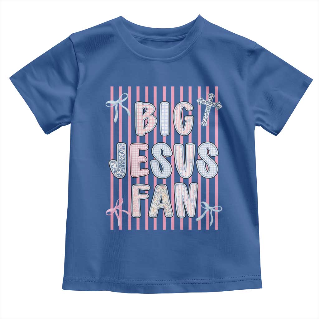 Big Jesus Fan Toddler T Shirt Striped Preppy Christian Believer Faith God Religious Gifts