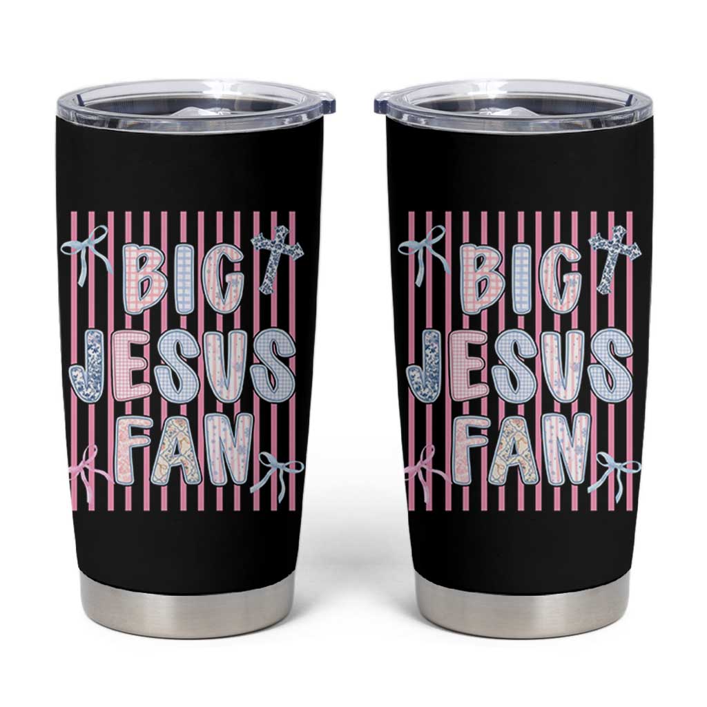 Big Jesus Fan Tumbler Cup Striped Preppy Christian Believer Faith God Religious Gifts