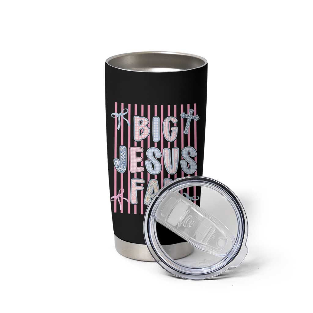 Big Jesus Fan Tumbler Cup Striped Preppy Christian Believer Faith God Religious Gifts