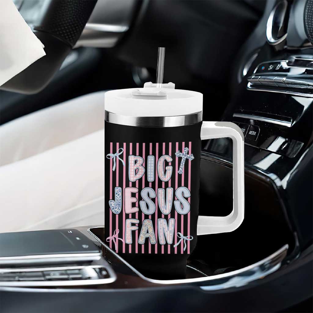 Big Jesus Fan Tumbler With Handle Striped Preppy Christian Believer Faith God Religious Gifts