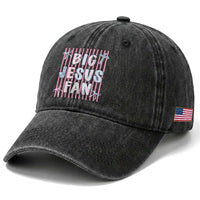 Big Jesus Fan Washed Cotton Baseball Cap Striped Preppy Christian Believer Faith God Religious Gifts
