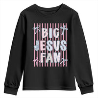 Big Jesus Fan Youth Sweatshirt Striped Preppy Christian Believer Faith God Religious Gifts