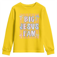 Big Jesus Fan Youth Sweatshirt Striped Preppy Christian Believer Faith God Religious Gifts