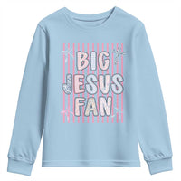 Big Jesus Fan Youth Sweatshirt Striped Preppy Christian Believer Faith God Religious Gifts