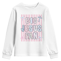 Big Jesus Fan Youth Sweatshirt Striped Preppy Christian Believer Faith God Religious Gifts