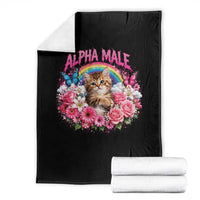 Alpha Male Throw Blanket Funny Cat Kitten Meme Rainbow Floral