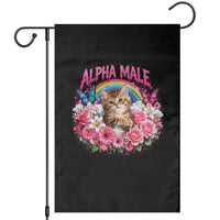 Alpha Male Garden Flag Funny Cat Kitten Meme Rainbow Floral
