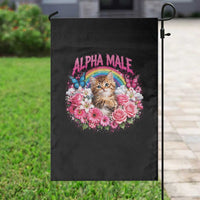 Alpha Male Garden Flag Funny Cat Kitten Meme Rainbow Floral
