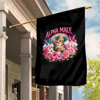 Alpha Male Garden Flag Funny Cat Kitten Meme Rainbow Floral