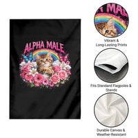 Alpha Male Garden Flag Funny Cat Kitten Meme Rainbow Floral