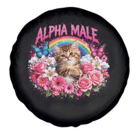 Alpha Male Spare Tire Cover Funny Cat Kitten Meme Rainbow Floral