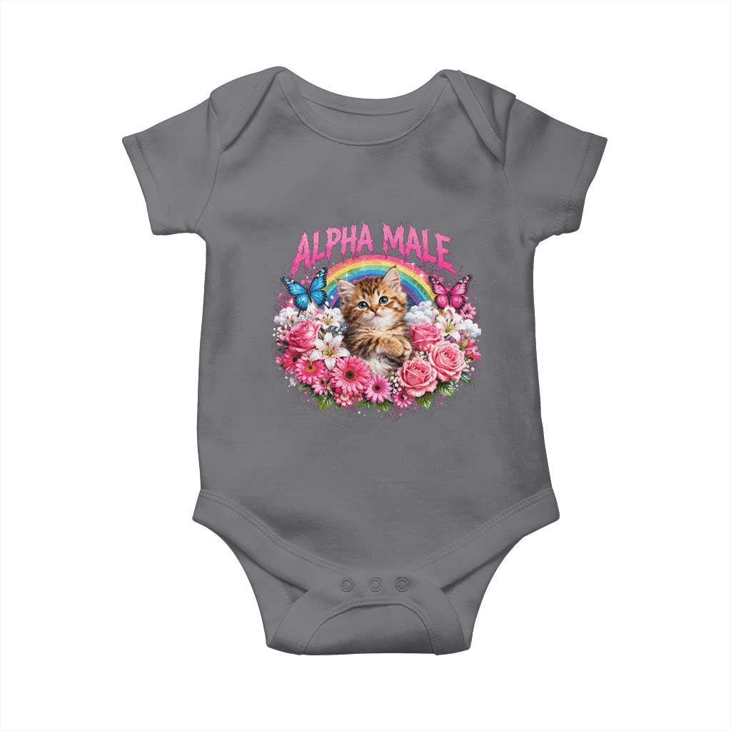 Alpha Male Baby Onesie Funny Cat Kitten Meme Rainbow Floral
