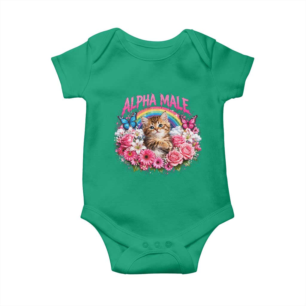 Alpha Male Baby Onesie Funny Cat Kitten Meme Rainbow Floral