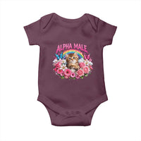 Alpha Male Baby Onesie Funny Cat Kitten Meme Rainbow Floral