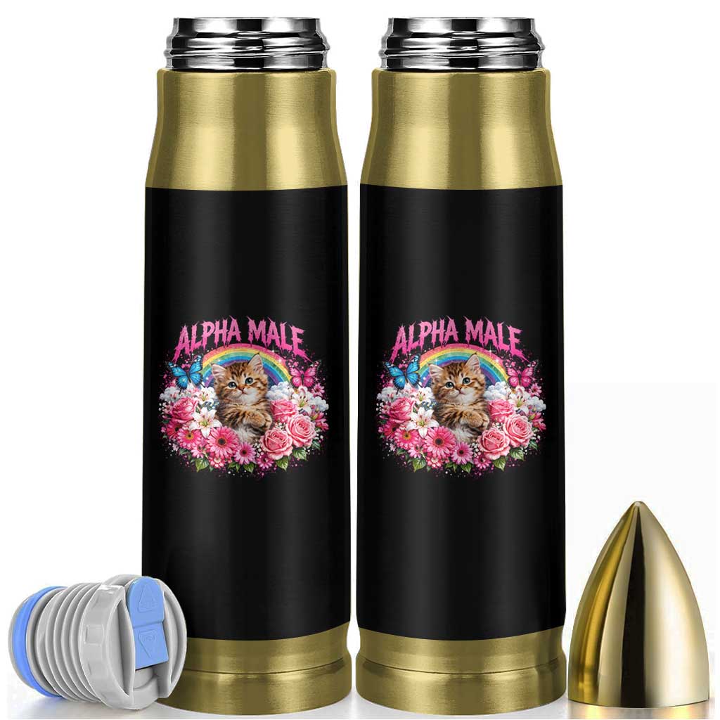 Alpha Male Bullet Tumbler Funny Cat Kitten Meme Rainbow Floral