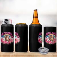 Alpha Male 4 in 1 Can Cooler Tumbler Funny Cat Kitten Meme Rainbow Floral