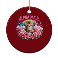 Alpha Male Ceramic Ornament Funny Cat Kitten Meme Rainbow Floral