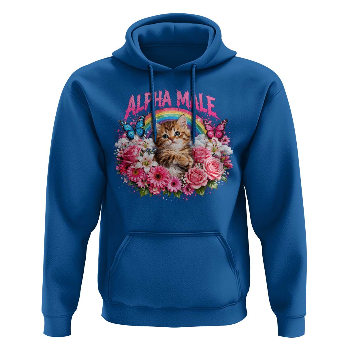 Alpha Male Hoodie Funny Cat Kitten Meme Rainbow Floral