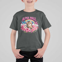 Alpha Male T Shirt For Kid Funny Cat Kitten Meme Rainbow Floral