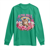 Alpha Male Long Sleeve Shirt Funny Cat Kitten Meme Rainbow Floral