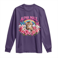 Alpha Male Long Sleeve Shirt Funny Cat Kitten Meme Rainbow Floral