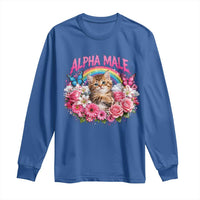Alpha Male Long Sleeve Shirt Funny Cat Kitten Meme Rainbow Floral