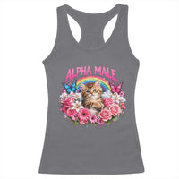 Alpha Male Racerback Tank Top Funny Cat Kitten Meme Rainbow Floral