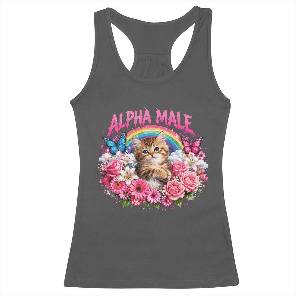 Alpha Male Racerback Tank Top Funny Cat Kitten Meme Rainbow Floral