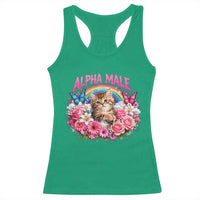 Alpha Male Racerback Tank Top Funny Cat Kitten Meme Rainbow Floral