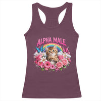 Alpha Male Racerback Tank Top Funny Cat Kitten Meme Rainbow Floral