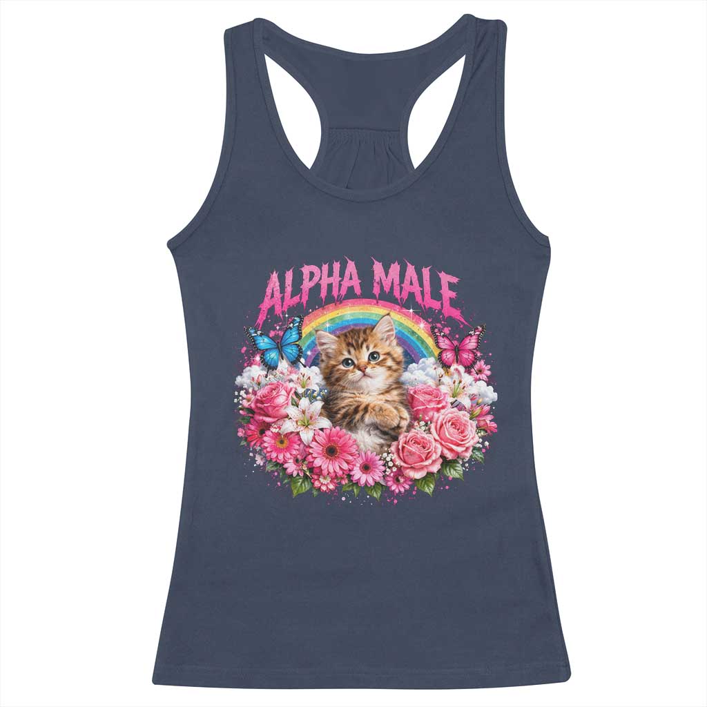 Alpha Male Racerback Tank Top Funny Cat Kitten Meme Rainbow Floral