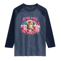 Alpha Male Raglan Shirt Funny Cat Kitten Meme Rainbow Floral