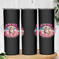 Alpha Male Skinny Tumbler Funny Cat Kitten Meme Rainbow Floral
