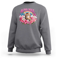 Alpha Male Sweatshirt Funny Cat Kitten Meme Rainbow Floral