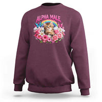 Alpha Male Sweatshirt Funny Cat Kitten Meme Rainbow Floral