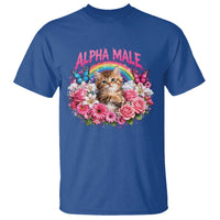Alpha Male T Shirt Funny Cat Kitten Meme Rainbow Floral
