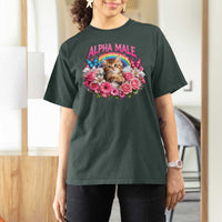 Alpha Male T Shirt For Women Funny Cat Kitten Meme Rainbow Floral