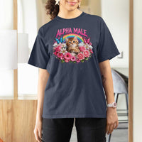 Alpha Male T Shirt For Women Funny Cat Kitten Meme Rainbow Floral