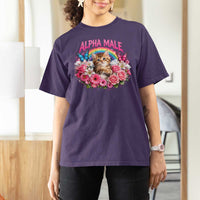 Alpha Male T Shirt For Women Funny Cat Kitten Meme Rainbow Floral