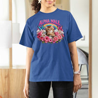 Alpha Male T Shirt For Women Funny Cat Kitten Meme Rainbow Floral