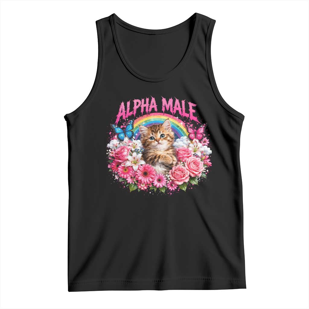 Alpha Male Tank Top Funny Cat Kitten Meme Rainbow Floral