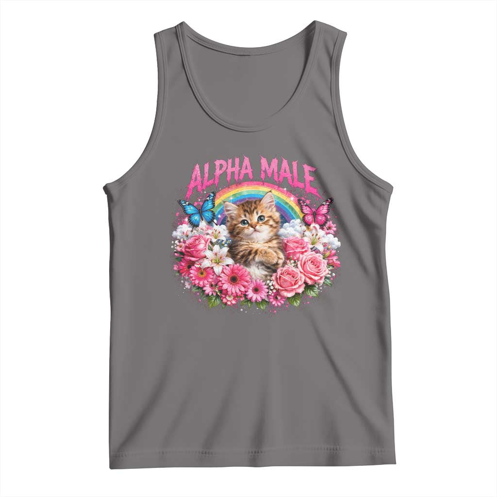 Alpha Male Tank Top Funny Cat Kitten Meme Rainbow Floral