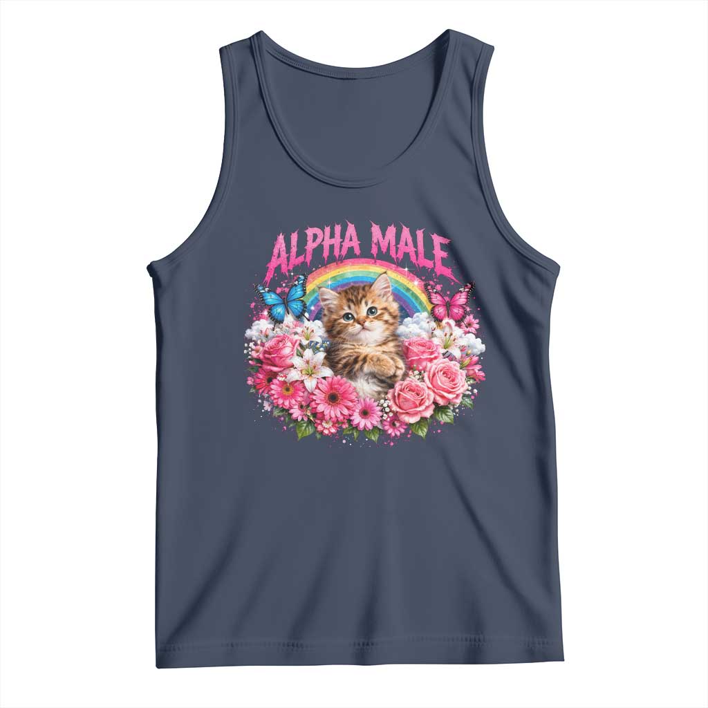 Alpha Male Tank Top Funny Cat Kitten Meme Rainbow Floral