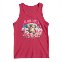 Alpha Male Tank Top Funny Cat Kitten Meme Rainbow Floral