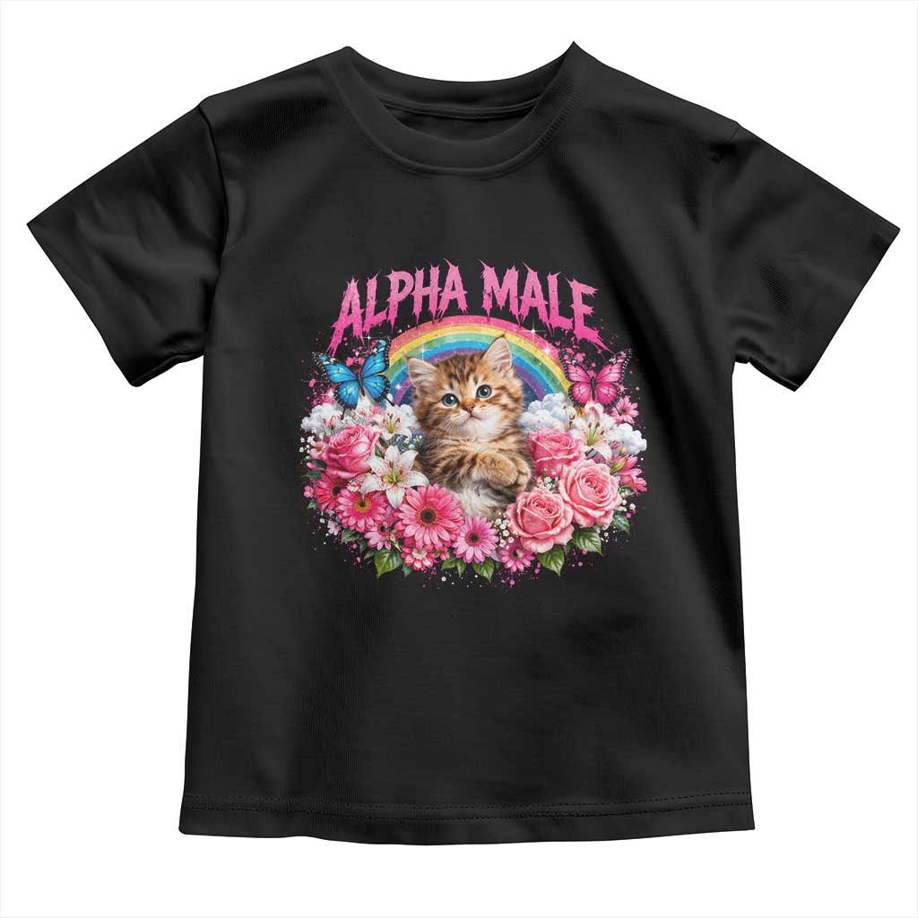 Alpha Male Toddler T Shirt Funny Cat Kitten Meme Rainbow Floral