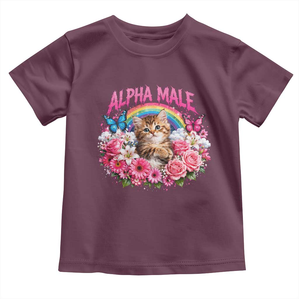 Alpha Male Toddler T Shirt Funny Cat Kitten Meme Rainbow Floral